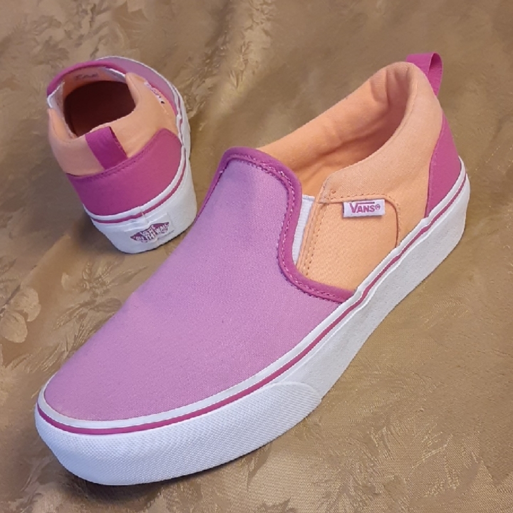 Vans Slip-On Sneakers in Lavender Pink and Peach
